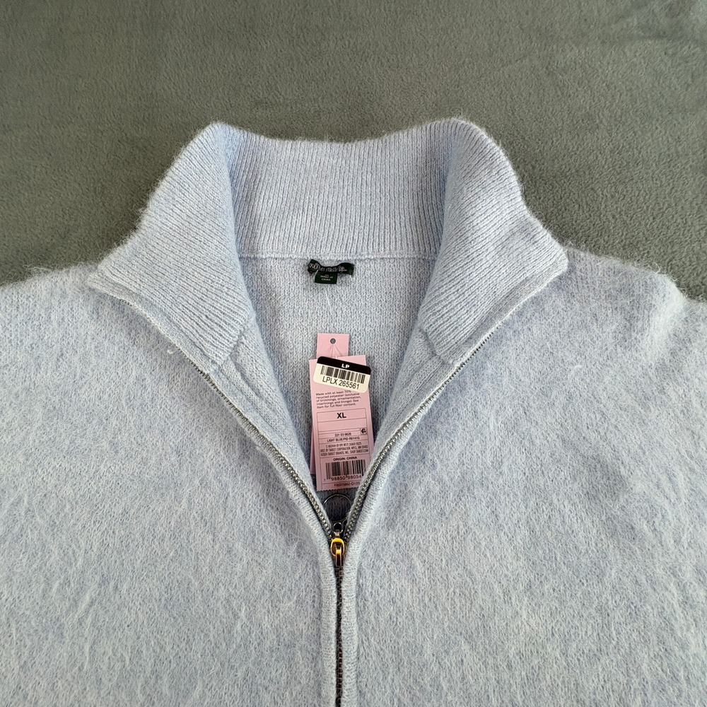 Wild Fable Womens Fuzzy Full Zip Mock Neck Sweater Light Blue XL New - Picture 5 of 9